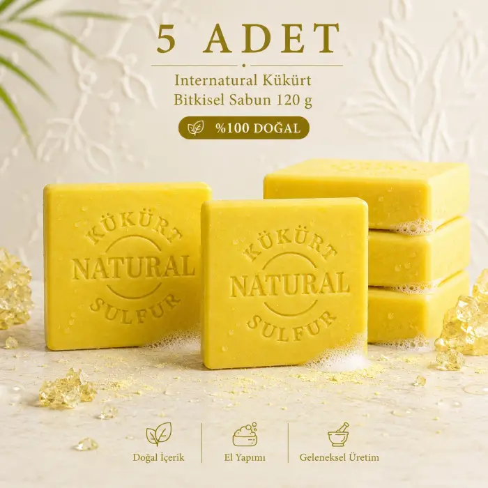 Internatural Kükürt Bitkisel Sabun 120 g - 5 Adet