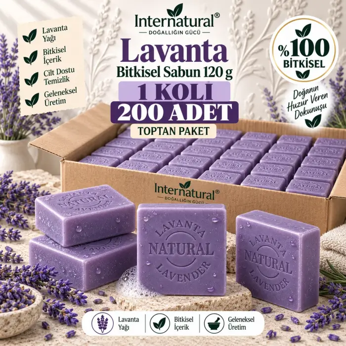 Internatural Lavanta Bitkisel Sabun 120 g - 200 Adet (1 Koli)