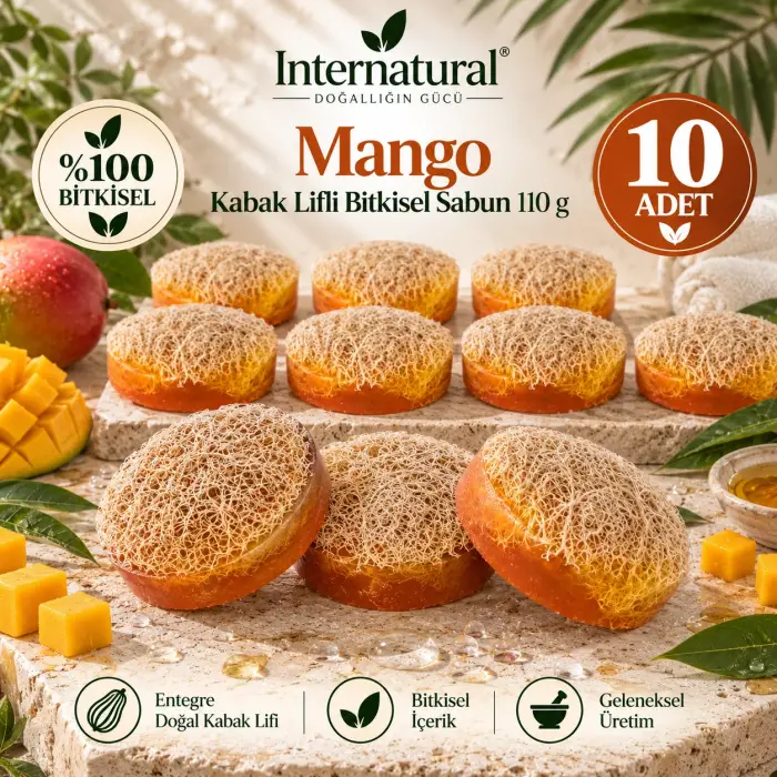 Internatural Mango Kabak Lifli Bitkisel Sabun 10lu Paket (10 x 110 g)