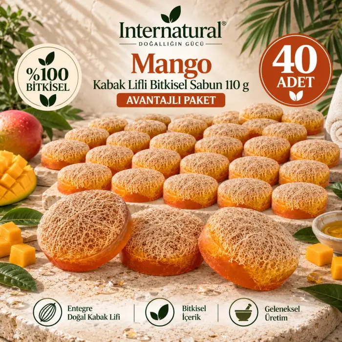 Internatural Mango Kabak Lifli Bitkisel Sabun 40lı Paket (40 x 110 g)