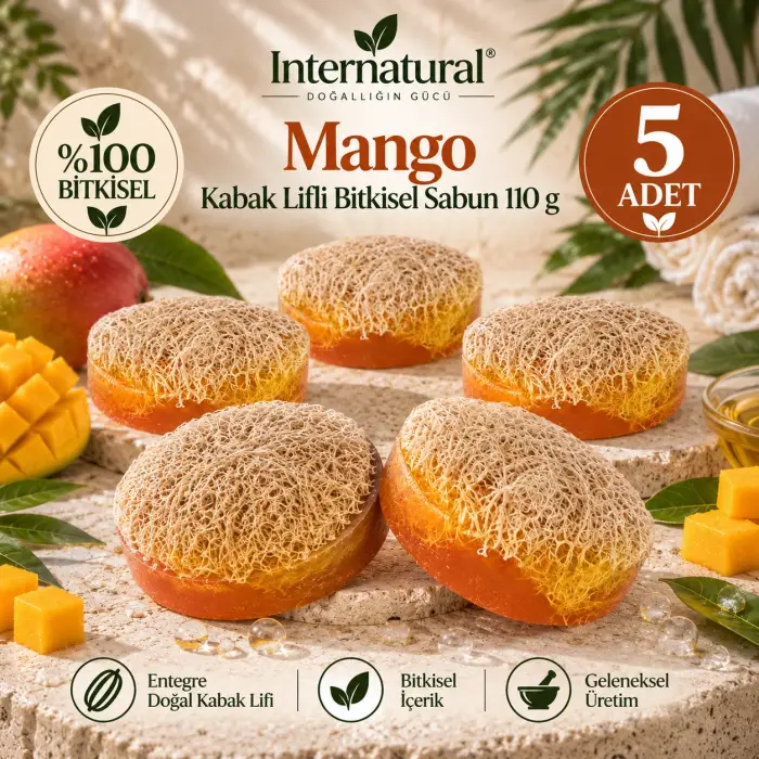 Internatural Mango Kabak Lifli Bitkisel Sabun 5li Paket (5 x 110 g)