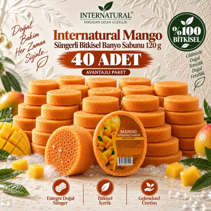 Internatural Mango Süngerli Bitkisel Sabun 40lı Paket (40 x 120 g)