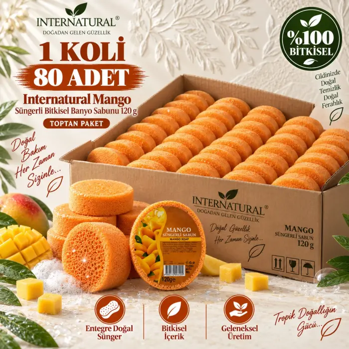 Internatural Mango Süngerli Bitkisel Sabun 80li Koli (80 x 120 g)