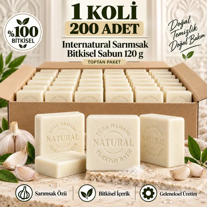 Internatural Sarımsak Bitkisel Sabun 120 g - 200 Adet (1 Koli)