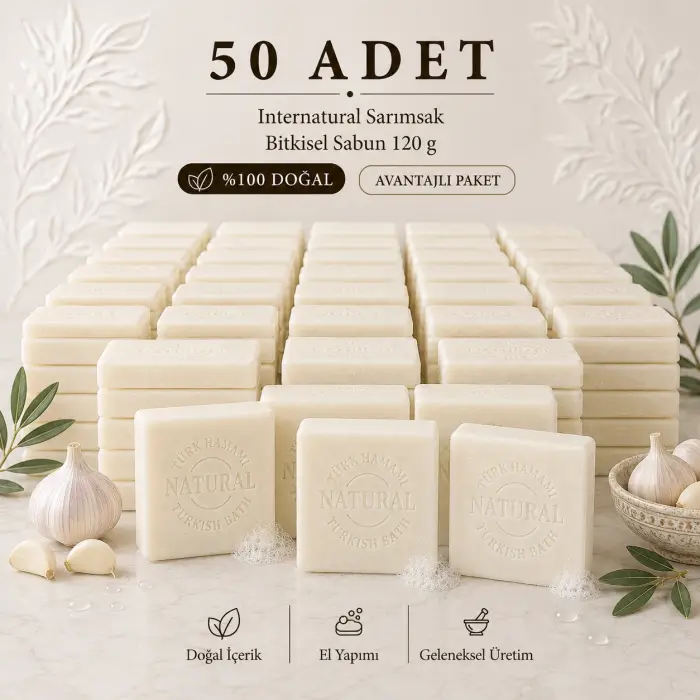 Internatural Sarımsak Bitkisel Sabun 120 g - 50 Adet