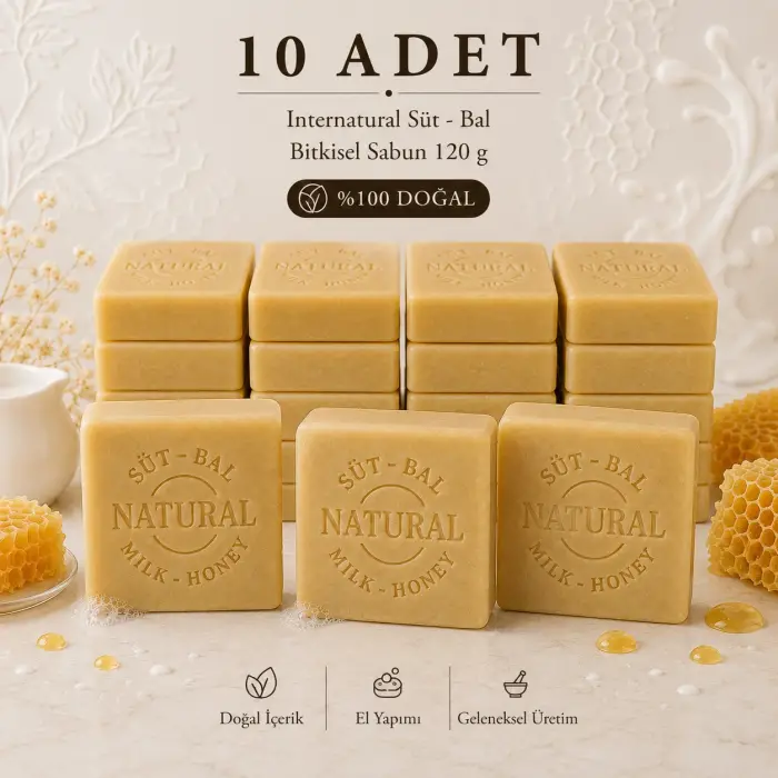 Internatural Süt - Bal Bitkisel Sabun 120 g - 10 Adet