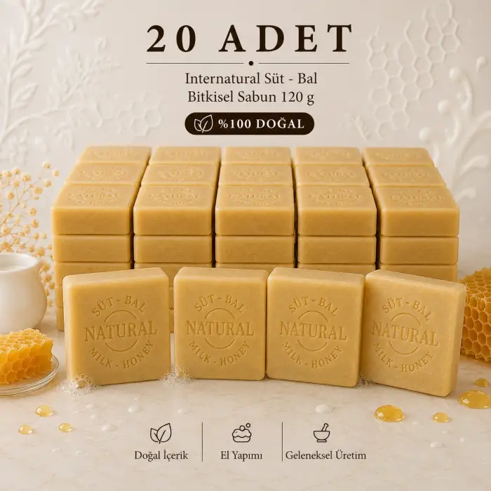 Internatural Süt - Bal Bitkisel Sabun 120 g - 20 Adet