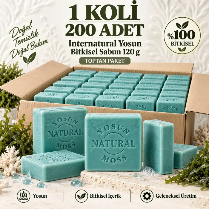 Internatural Yosun Bitkisel Sabun 120 g - 200 Adet (1 Koli)