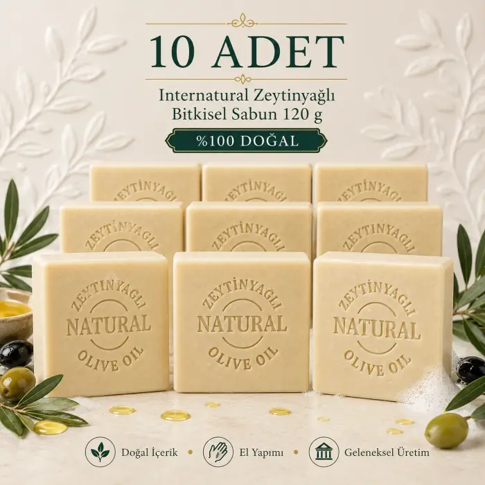 Internatural Zeytinyağlı Bitkisel Sabun 120 g - 10 Adet