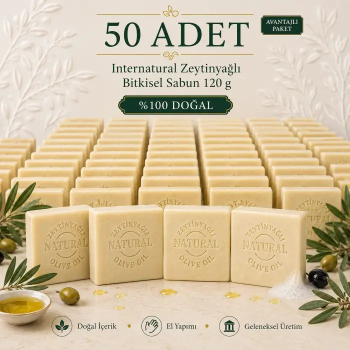Internatural Zeytinyağlı Bitkisel Sabun 120 g - 50 Adet