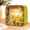 3D Puzzle Ahşap Minyatür Maket Kiti DIY Kendin Yap Gece Lambası Ayçiçeği 12 Parça
