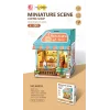3D Puzzle Ahşap Minyatür Maket Kiti DIY Kendin Yap Kahve Dükkanı Işıklı 112 Parça