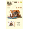 3D Puzzle Ahşap Minyatür Maket Kiti DIY Kendin Yap Kitapçı Işıklı 266 Parça