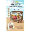 3D Puzzle Ahşap Minyatür Maket Kiti DIY Kendin Yap London Streets 97 Parça Işıklı
