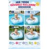 Bas Şişir Pratik Bebek Yüzme Simidi Pompa Gerektirmeyen Ebeveyn Tutma Yerli Çift Emniyetli Mavi Simit