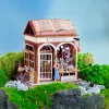 3D Puzzle Ahşap Minyatür Maket Kiti DIY Kendin Yap Kitap Dükkanı Işıklı 146 Parça