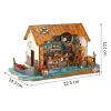 3D Puzzle Ahşap Minyatür Maket Kiti DIY Kendin Yap Kitapçı Işıklı 266 Parça