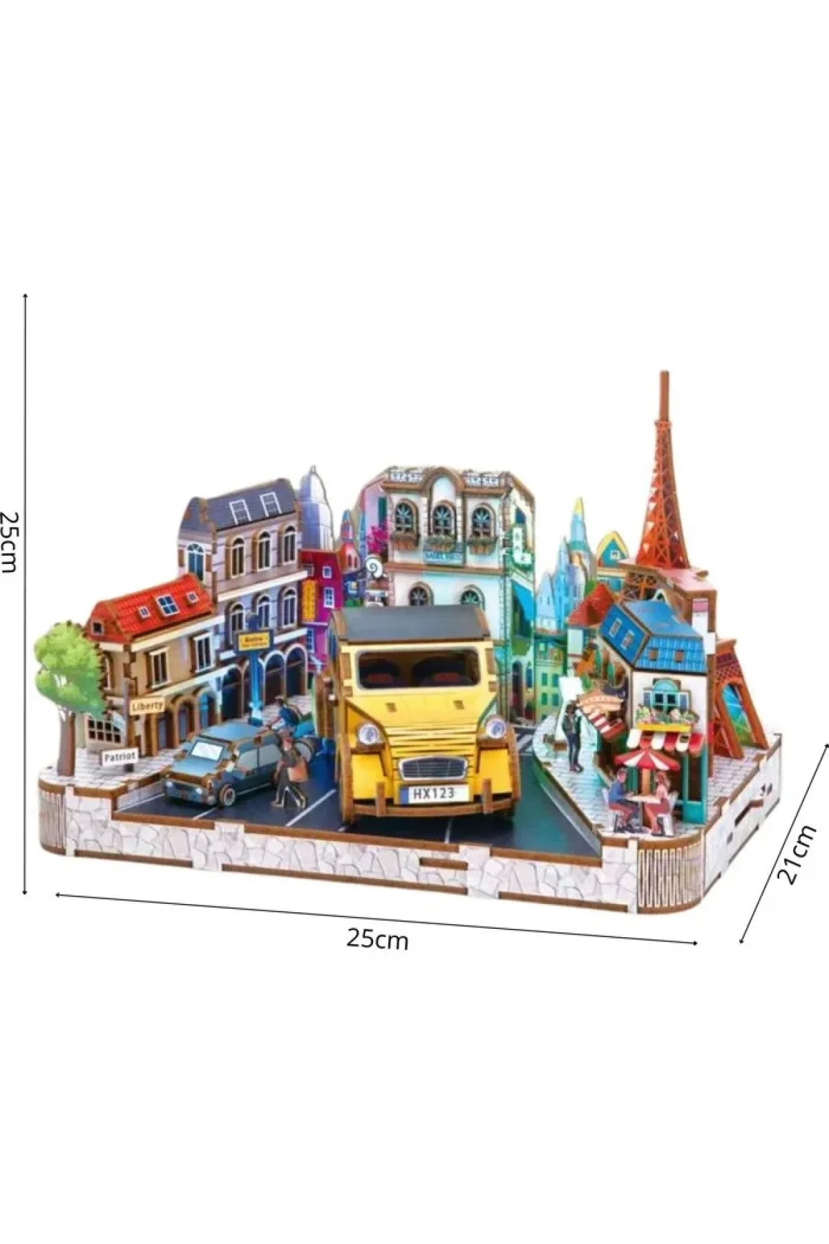 3D Puzzle Ahşap Minyatür Maket Kiti DIY Kendin Yap Citroen Işıklı 222 Parça