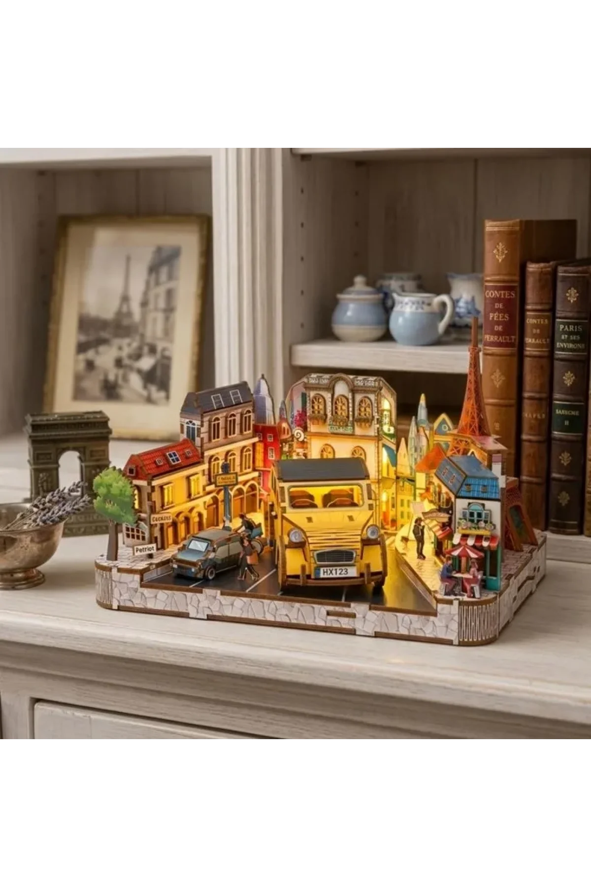 3D Puzzle Ahşap Minyatür Maket Kiti DIY Kendin Yap Citroen Işıklı 222 Parça