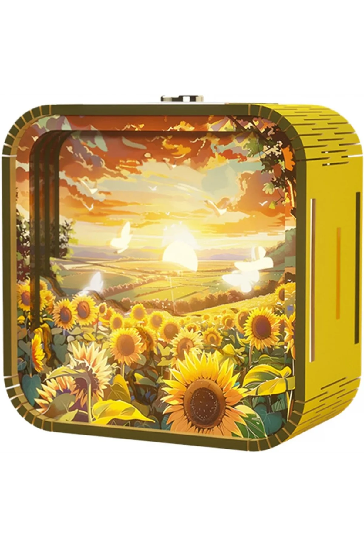 3D Puzzle Ahşap Minyatür Maket Kiti DIY Kendin Yap Gece Lambası Ayçiçeği 12 Parça