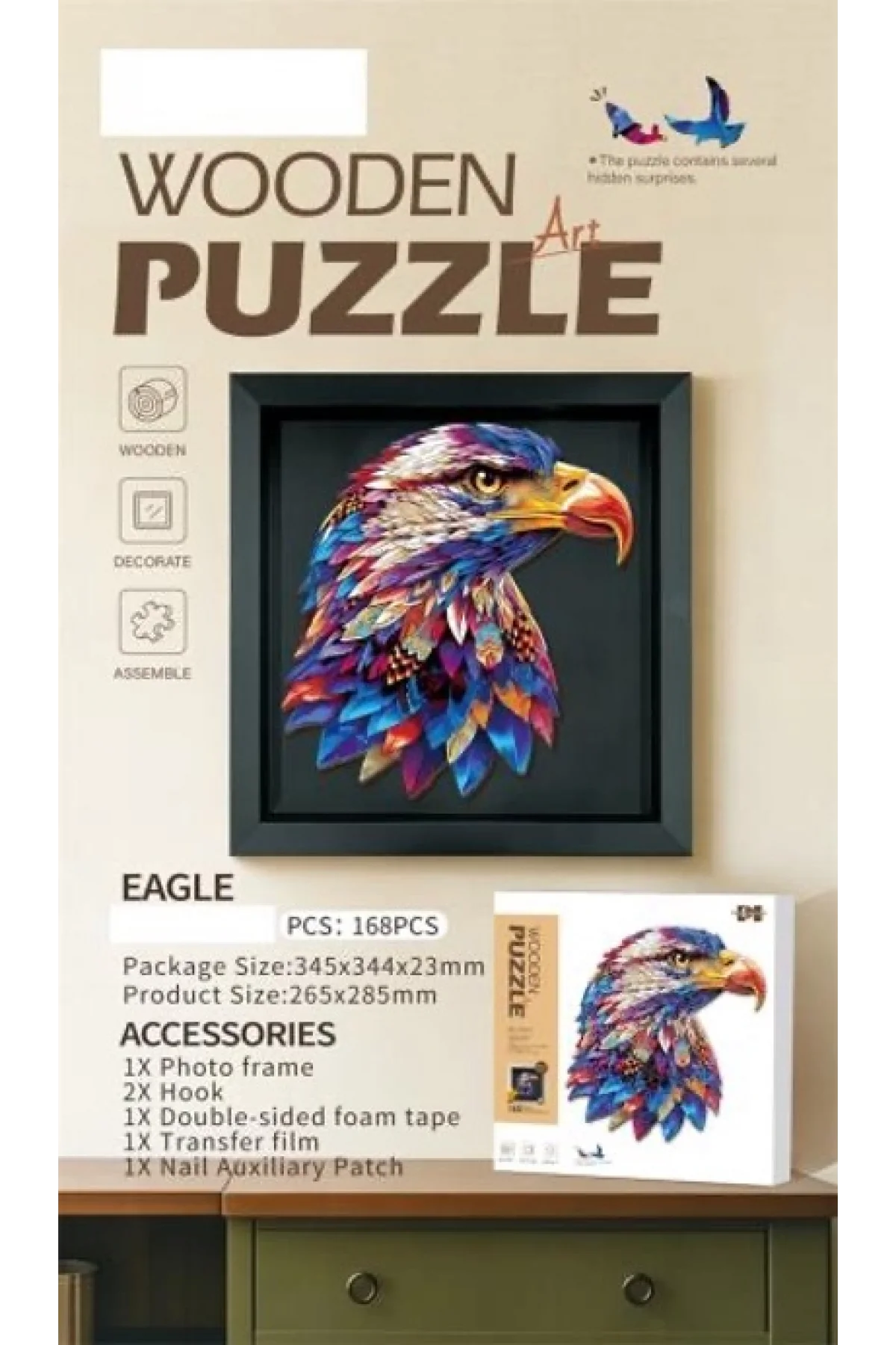 3D Puzzle Ahşap Minyatür Maket Kiti DIY Kendin Yap Şahin 168 Parça