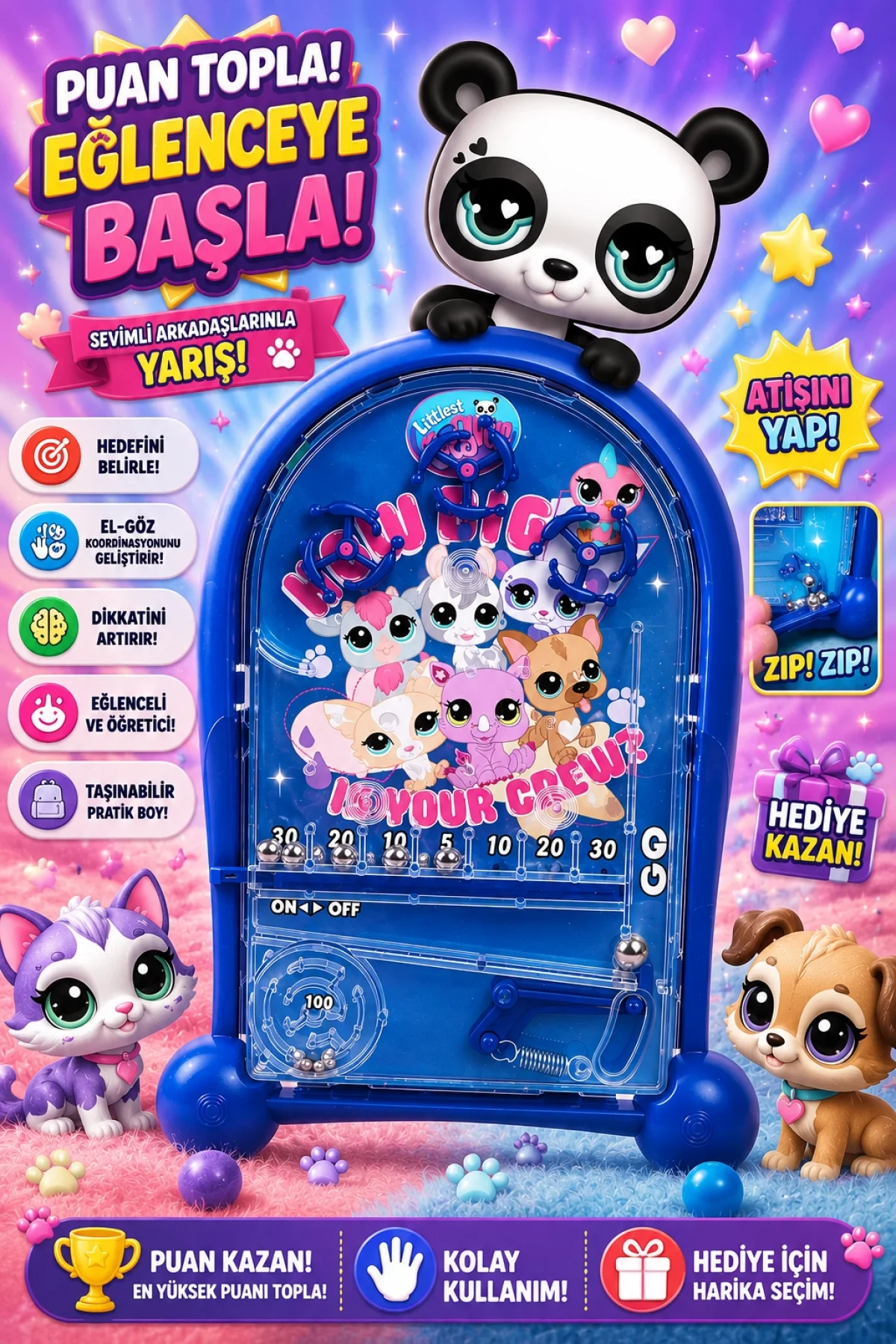 PinBall Littlest Pet Shop Eğitici Retro Eğitici Oyuncak Mavi