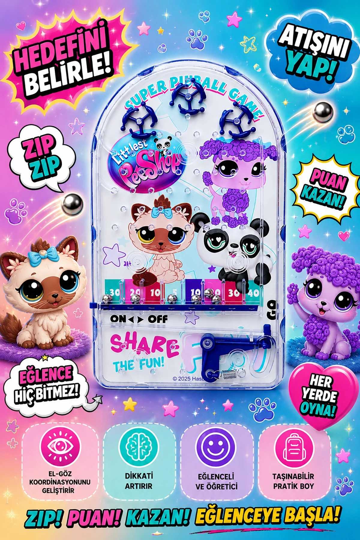 PinBall Littlest Pet Shop Eğitici Retro Oyuncak Panda