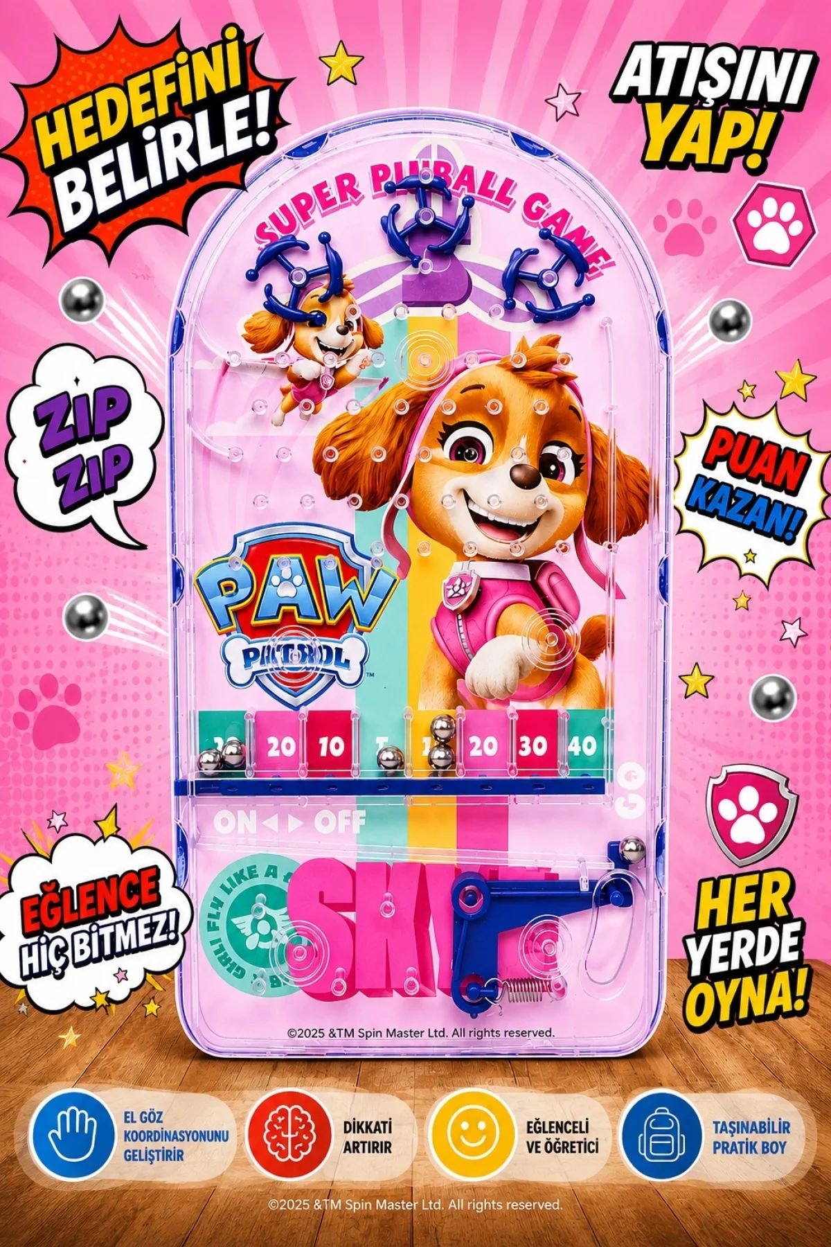 PinBall Paw Patrol Eğitici Retro Oyuncak Skye