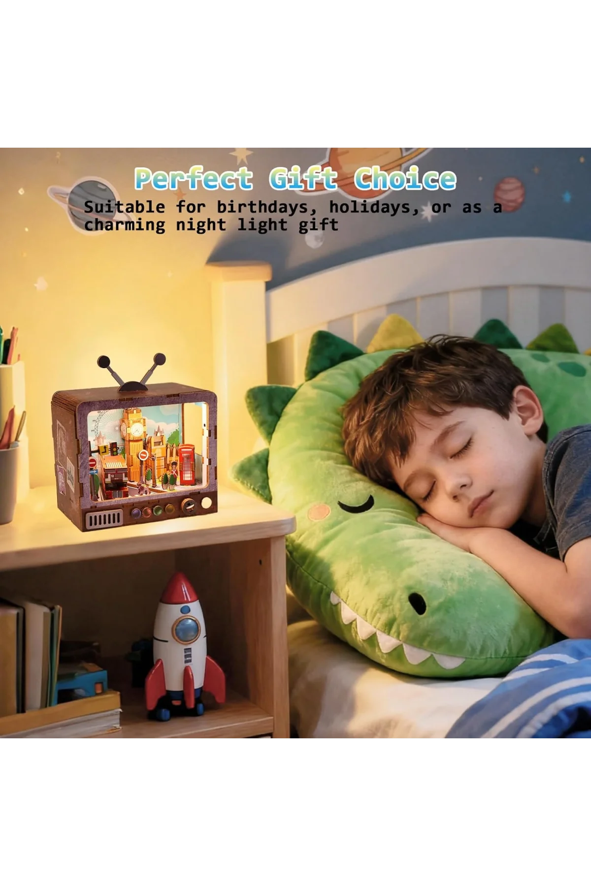 3D Puzzle Ahşap Minyatür Maket Kiti DIY Kendin Yap London Streets 97 Parça Işıklı