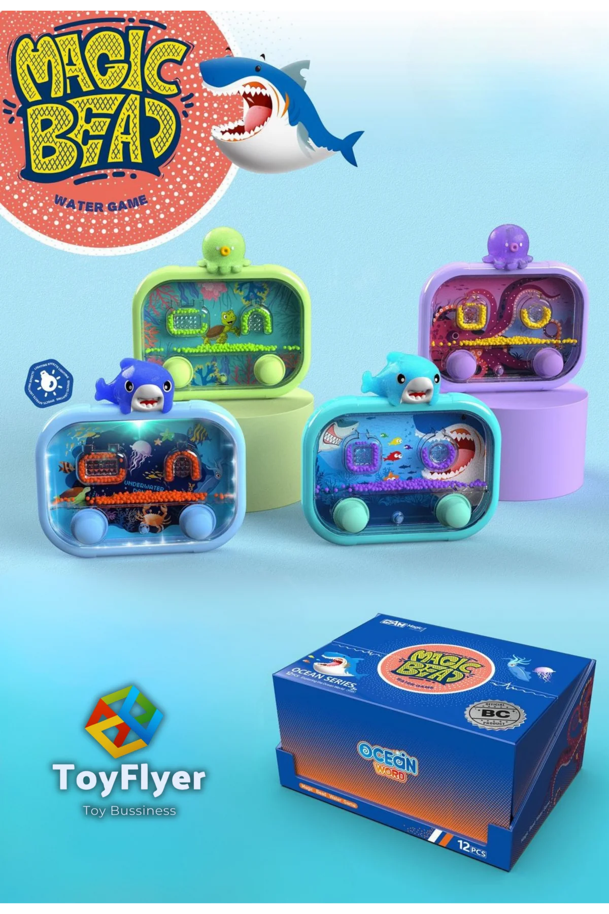 Su Oyunu (Water Game) Çocuklar İçin – Eğlenceli Halka Geçirme Işıklı Shark ve Ahtapot