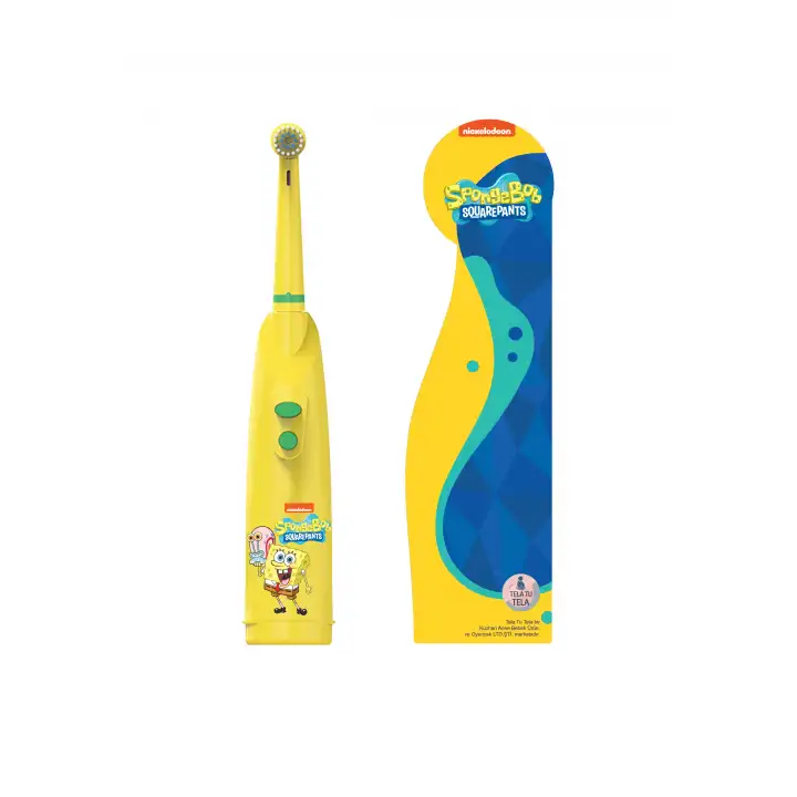 Çocuk Diş Fırçası - Sünger Bob (SpongeBob) Lisanslı Çift Tuşlu Pilli Diş Fırçası - Tela Tu Tela