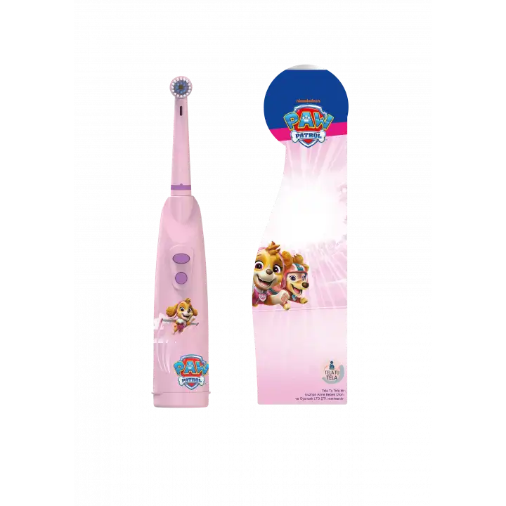 Çocuk Diş Fırçası - Paw Patrol Skye Lisanslı Çift Tuşlu Pilli Diş Fırçası - Tela Tu Tela