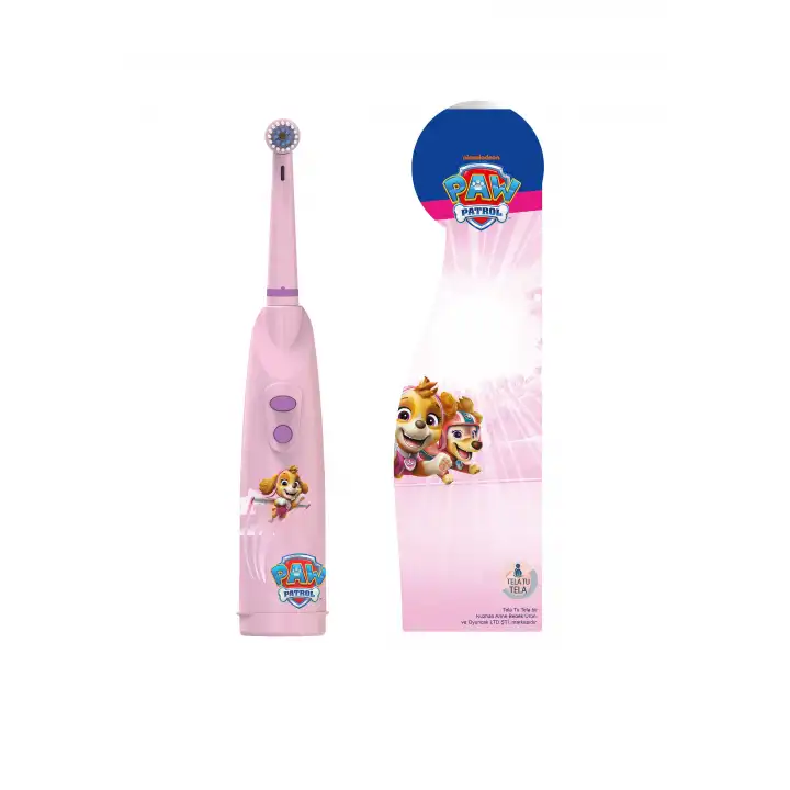 Çocuk Diş Fırçası - Paw Patrol Skye Lisanslı Çift Tuşlu Pilli Diş Fırçası - Tela Tu Tela