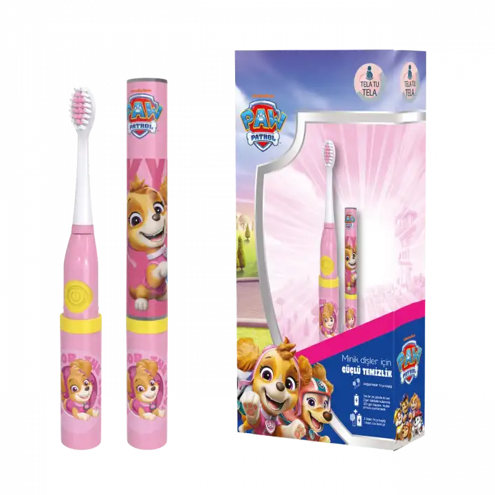 Çocuk Diş Fırçası - Paw Patrol (Skye) Lisanslı Pilli Diş Fırçası Eğitici 3+