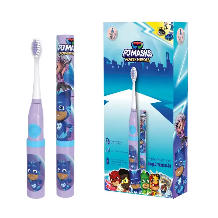 Çocuk Diş Fırçası - Pj Mask (Pijamaskeliler) Lisanslı Pilli Diş Fırçası Eğitici 3+