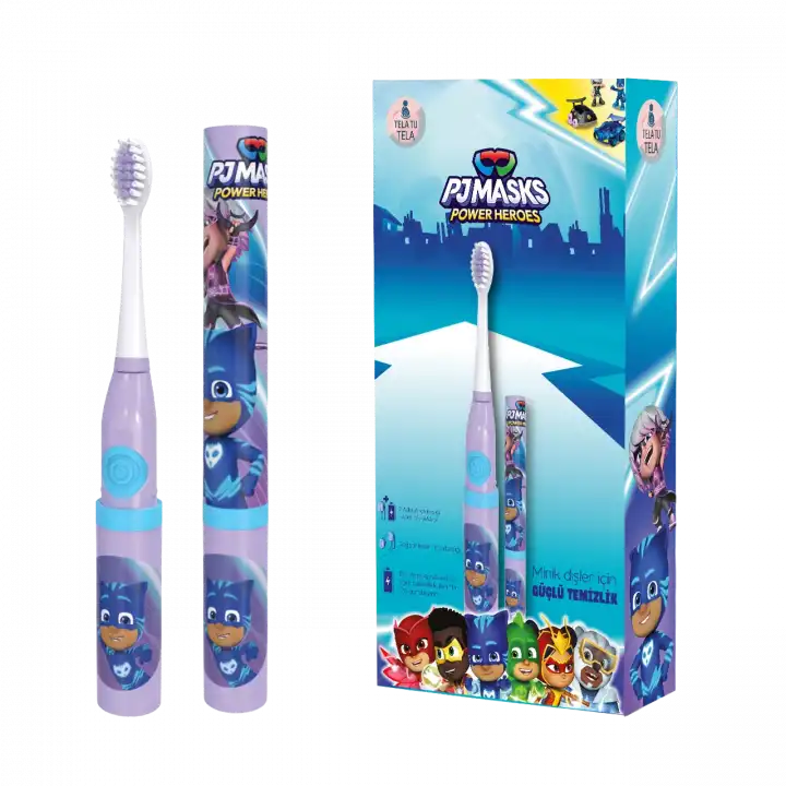 Çocuk Diş Fırçası - Pj Mask (Pijamaskeliler) Lisanslı Pilli Diş Fırçası Eğitici 3+