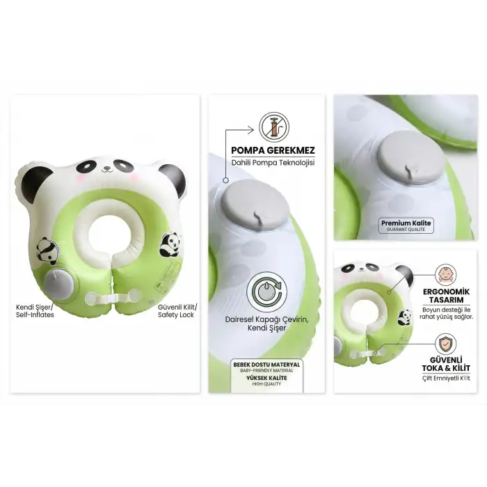 Bebek Bel Simidi Panda Figürlü Emniyet Tokalı Pompasız Kullanım