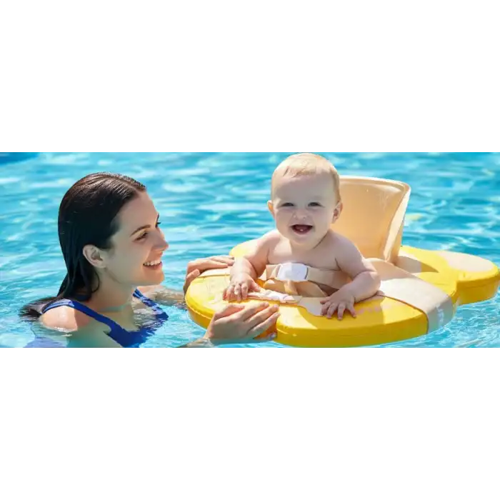 Bebek Yüzme Simidi 2si 1 Arada- İç Haznesi Çıkabilir, Güvenli ,Yeni Model- Ayıcık Desenli Sarı