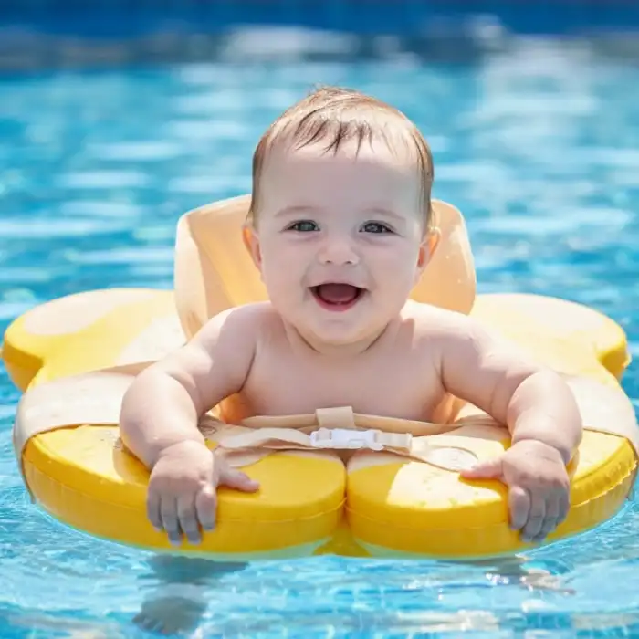 Bebek Yüzme Simidi 2si 1 Arada- İç Haznesi Çıkabilir, Güvenli ,Yeni Model- Ayıcık Desenli Sarı