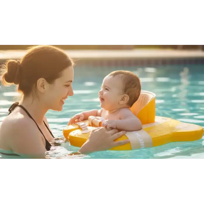 Bebek Yüzme Simidi 2si 1 Arada- İç Haznesi Çıkabilir, Güvenli ,Yeni Model- Ayıcık Desenli Sarı