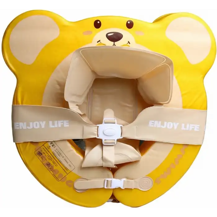 Bebek Yüzme Simidi 2si 1 Arada- İç Haznesi Çıkabilir, Güvenli ,Yeni Model- Ayıcık Desenli Sarı