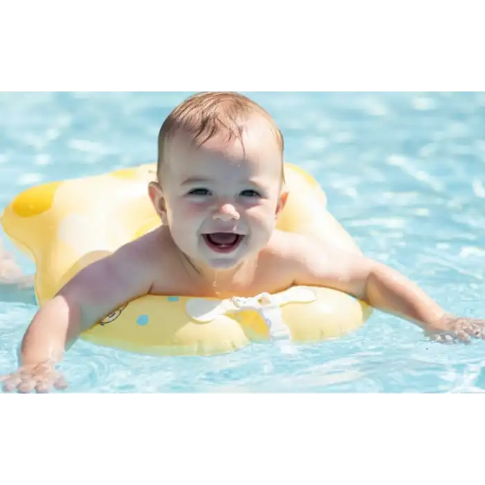 Bebek Boyunluk Can Simidi - Şişme Ayıcık Sarı - 0-18 Ay Güvenli Yüzme Yardımcısı