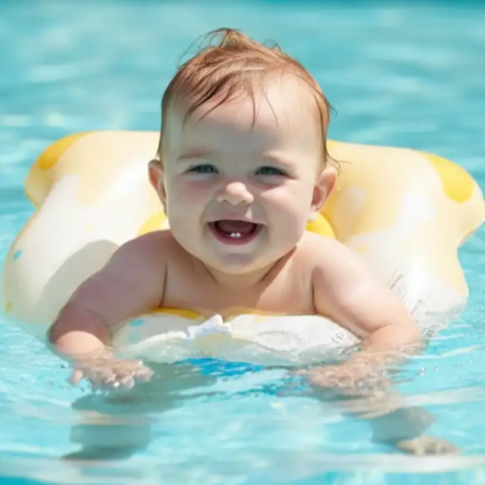Bebek Boyunluk Can Simidi - Şişme Ayıcık Sarı - 0-18 Ay Güvenli Yüzme Yardımcısı