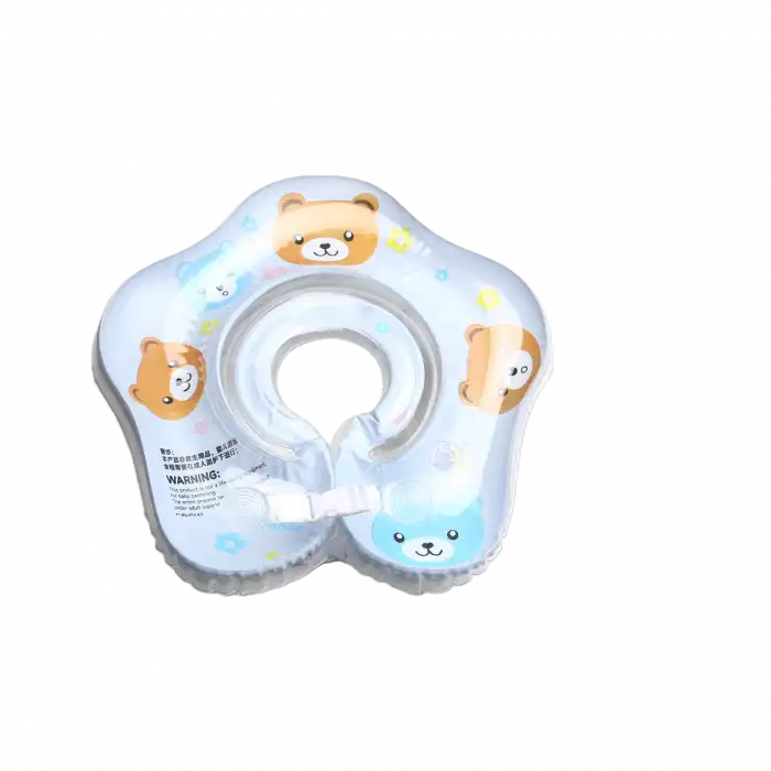 Bebek Boyun Simidi Ayıcık Figürlü Şeffaf Çift Emniyet Kilitli Mavi