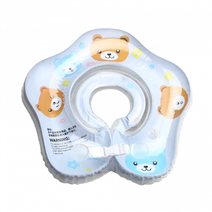 Bebek Boyun Simidi Ayıcık Figürlü Şeffaf Çift Emniyet Kilitli Mavi