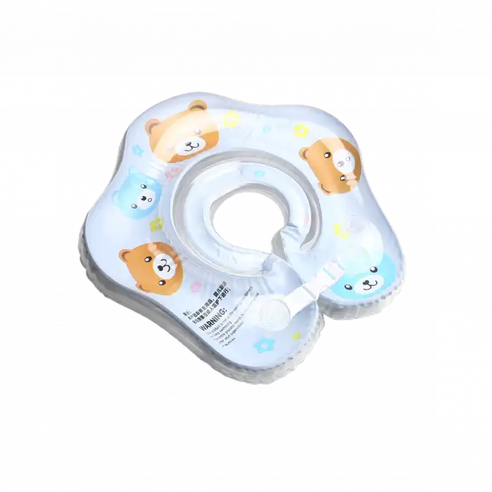 Bebek Boyun Simidi Ayıcık Figürlü Şeffaf Çift Emniyet Kilitli Mavi