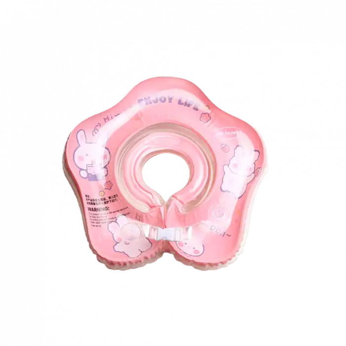 Bebek Yüzme Simidi - Güvenli Çift Tokalı Bebek Deniz & Havuz Simidi - Pembe Tavşan Figürlü