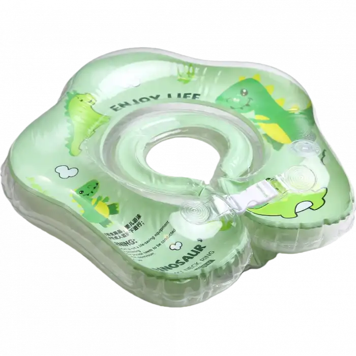 Bebek Simidi Çift Emniyet Kilitli Dinosaur Yüzme Simidi, Anti-Panik Bebek Havuz & Deniz Simidi (Yeşil)