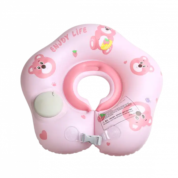 Bebek Boyun Simidi Pompa Gerektirmeyen 0-12 Ay Yüzme Simidi, Çift Tokalı Emniyet Kilitli