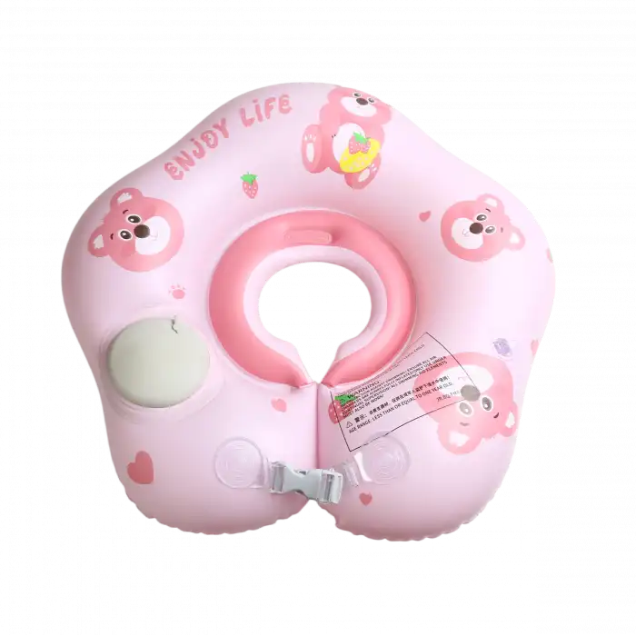 Bebek Boyun Simidi Pompa Gerektirmeyen 0-12 Ay Yüzme Simidi, Çift Tokalı Emniyet Kilitli